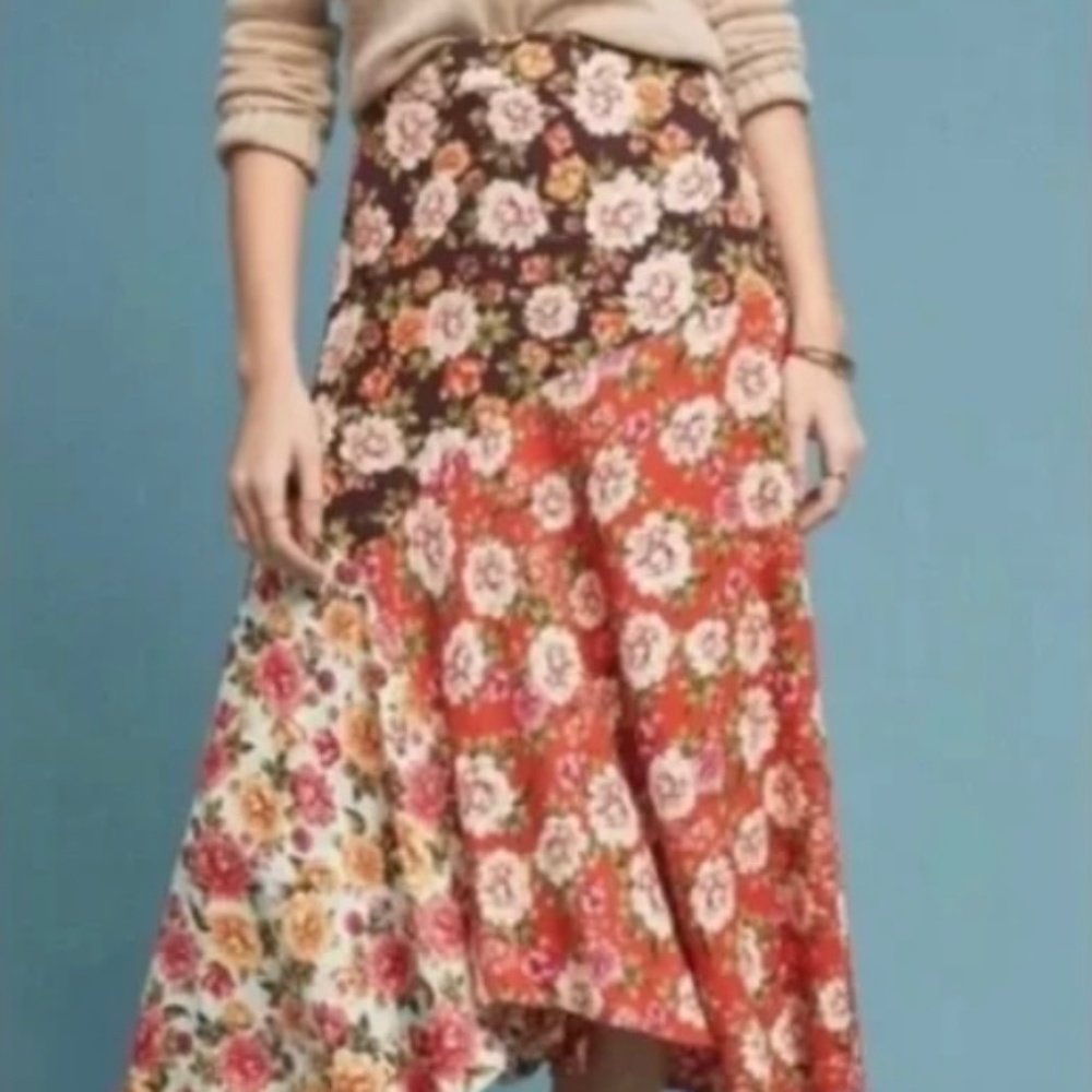 Anthropologie FARM Rio Maxi Patchwork Floral Skirt Size M